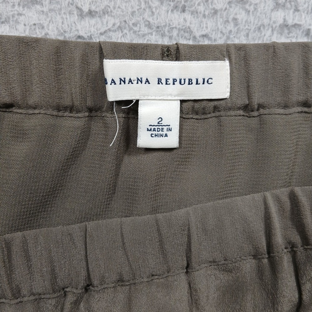 Banana Republic Silk Tiered Ruffle Mini Skirt Womens 2 Olive Brown Khaki EUC - Picture 5 of 8